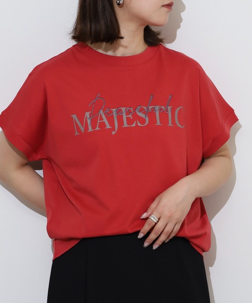 EGLANTINE(エグランティーヌ)の「EGLANTINE 刺繍×プリントロゴ半袖Tシャツ【日本製】(Tシャツ/カットソー・レディース・チャコールグレー/ダークグリーン/ローズ/レッド/グレイッシュベージュ・40)」の18枚目の写真