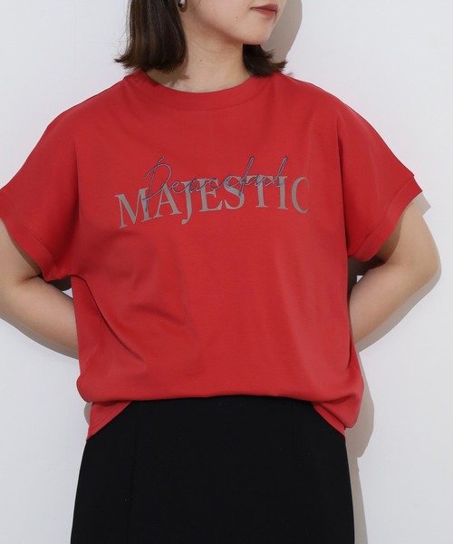 EGLANTINE(エグランティーヌ)の「EGLANTINE 刺繍×プリントロゴ半袖Tシャツ【日本製】(Tシャツ/カットソー・レディース・チャコールグレー/ダークグリーン/ローズ/レッド/グレイッシュベージュ・40)」の20枚目の写真