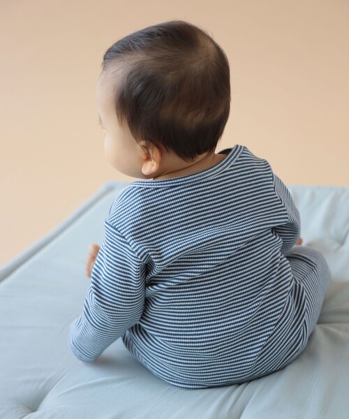 こども ビームス（コドモビームス）の「ベビー リブ カバーオール 2025FW（70～80cm）（ロンパース・キッズ・ブルー/パープル系その他4/オリーブ・70/80）」の7枚目の写真