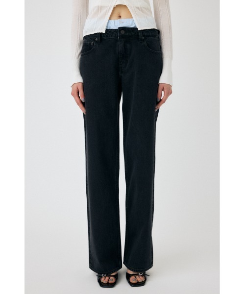 MOUSSY(マウジー)の「BOXER LAYERED STRAIGHT(デニムパンツ・レディース・ブラック/ライトブルー・0/1/2)」の3枚目の写真