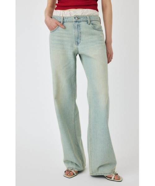 MOUSSY(マウジー)の「BOXER LAYERED STRAIGHT(デニムパンツ・レディース・ブラック/ライトブルー・0/1/2)」の11枚目の写真