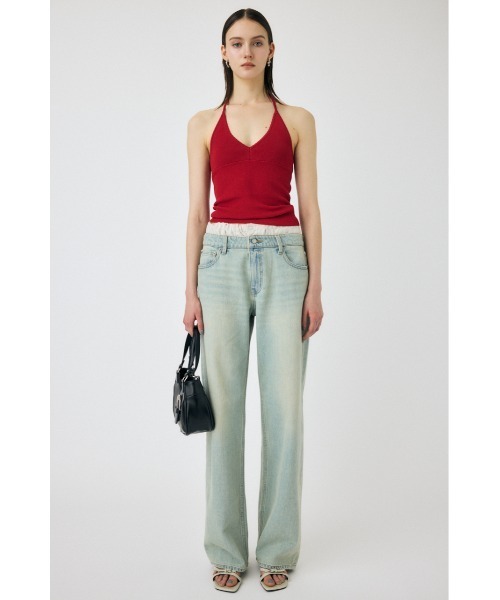 MOUSSY(マウジー)の「BOXER LAYERED STRAIGHT(デニムパンツ・レディース・ブラック/ライトブルー・0/1/2)」の14枚目の写真