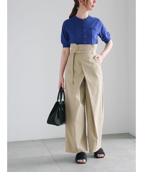 上品見え ハイウエスト チノPTベルト付き38 セット売り セール】ハイウエストワイドチノパンツ《2025summer catalog