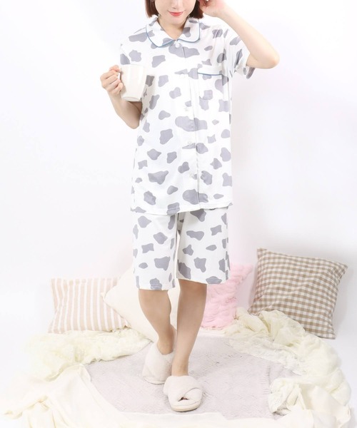 セール】牛柄シャツパジャマ×ハーフパンツ ルームウェア
