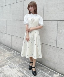 F i.n.t | 【セットアップ対応】プチレースアップ小花柄刺繍キャミワンピース　夏服(ワンピース)