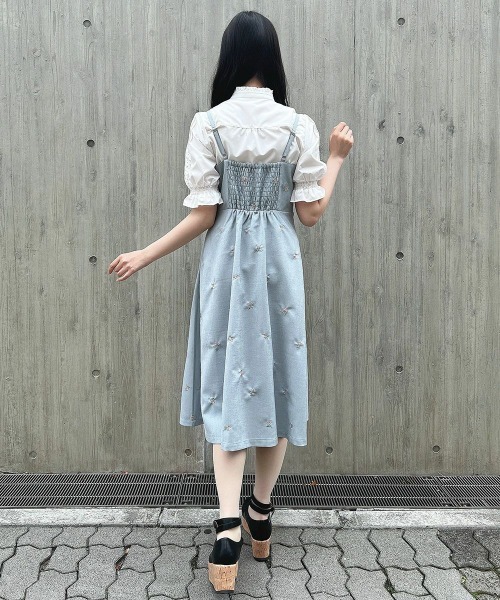 F i.n.t（フィント）の「【セットアップ対応】プチレースアップ小花柄刺繍キャミワンピース　夏服（ワンピース・レディース・アイボリー/ブルーグレー・FREE）」の20枚目の写真