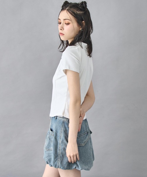 ANAP(アナップ)の「ハート ロゴ モックネック ダブルZIP 半袖 トップス(Tシャツ/カットソー・レディース・ブラック/ホワイト/グレー・FREE)」の17枚目の写真