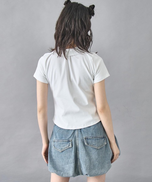 ANAP(アナップ)の「ハート ロゴ モックネック ダブルZIP 半袖 トップス(Tシャツ/カットソー・レディース・ブラック/ホワイト/グレー・FREE)」の18枚目の写真