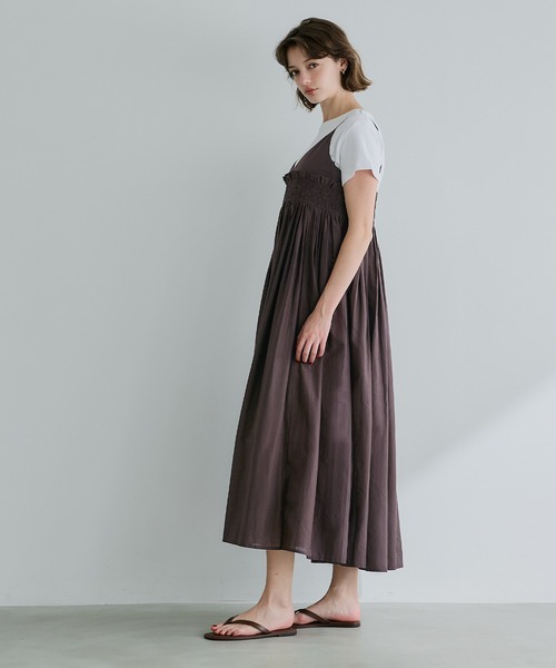 coca(coca)(コカ)の「【WEB限定セール】ギャザーキャミワンピース(ワンピース・レディース・ブラウン/アイボリー・M/L)」の5枚目の写真