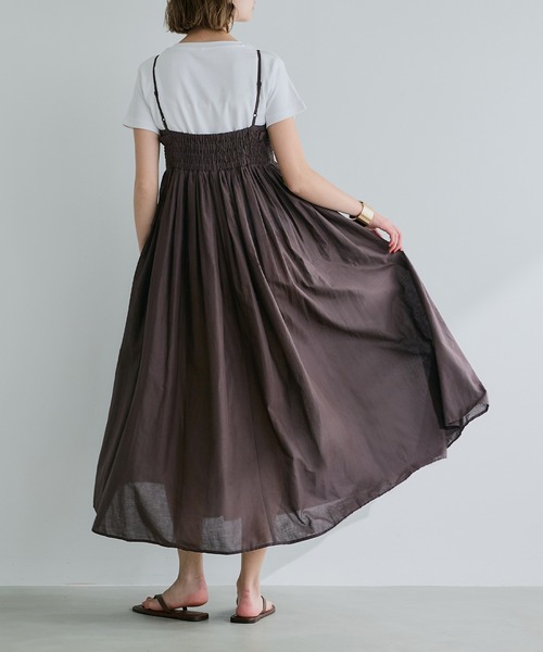 coca(coca)(コカ)の「【WEB限定セール】ギャザーキャミワンピース(ワンピース・レディース・ブラウン/アイボリー・M/L)」の6枚目の写真