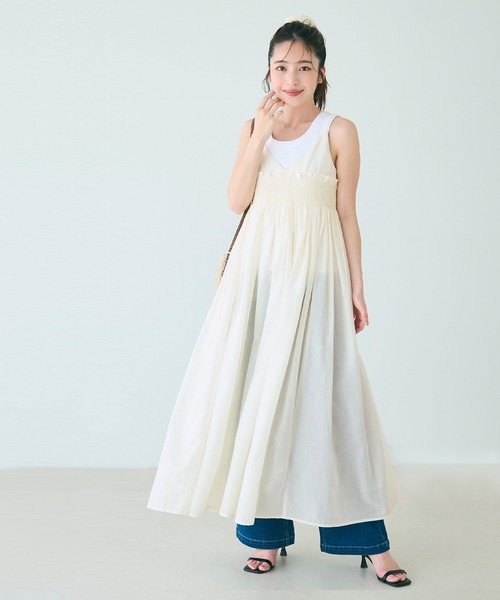 coca(coca)(コカ)の「【WEB限定セール】ギャザーキャミワンピース(ワンピース・レディース・ブラウン/アイボリー・M/L)」の13枚目の写真