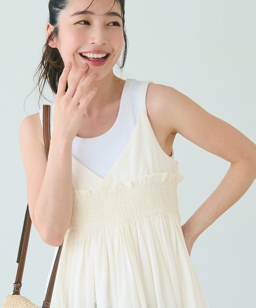coca(coca)(コカ)の「【WEB限定セール】ギャザーキャミワンピース(ワンピース・レディース・ブラウン/アイボリー・M/L)」の15枚目の写真
