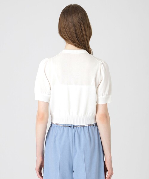 BLUE LABEL CRESTBRIDGE（ブルーレーベルクレストブリッジ）の「ドライレーヨンニットカーディガン（カーディガン/ボレロ・レディース・ホワイト/ダークネイビー・38）」の5枚目の写真