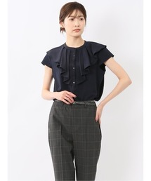 【ストレッチ】m.f.エディトリアル レディース フリル ノースリーブ ブラウス