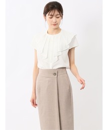 【ストレッチ】m.f.エディトリアル レディース フリル ノースリーブ ブラウス