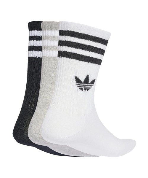 adidas(アディダス)の「adidas アディダス U 3S CREW S 3P 3Pソックス JV7403 WHIT/MEDI/BLAC(ソックス/靴下・メンズ・ホワイト・SMALL/MEDIUM/LARGE)」の2枚目の写真