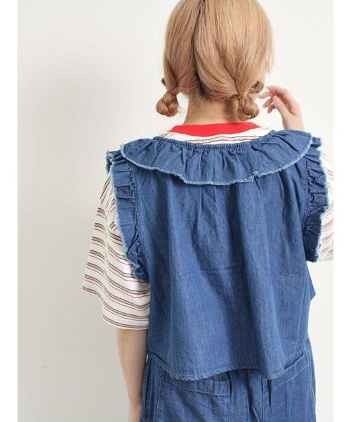 SM2(エスエムツー)の「デニムフリルベスト(ベスト・レディース・サックスブルー/ブラック/ブルー・F)」の6枚目の写真