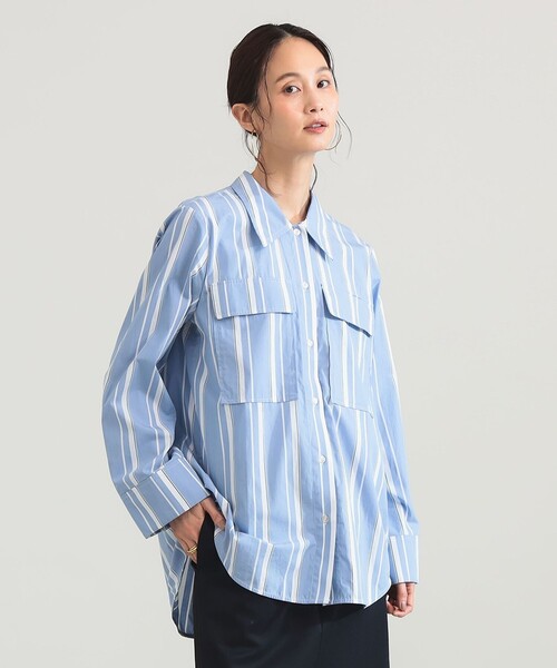 BAUM UND PFERDGARTEN(バウムウンドヘルガーデン)の「BAUM UND PFERDGARTEN / ストライプ コットン シャツ(シャツ/ブラウス・レディース・ブルー・ONE SIZE)」の10枚目の写真