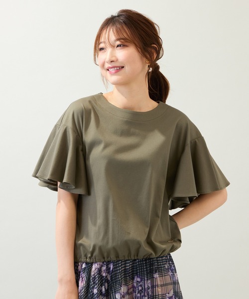 Rose Tiara(ローズティアラ)の「【接触冷感/綿100%/手洗いOK】フレアスリーブカットソー(Tシャツ/カットソー・レディース・ブラック/カーキ/ピンク・38/42/46)」の20枚目の写真