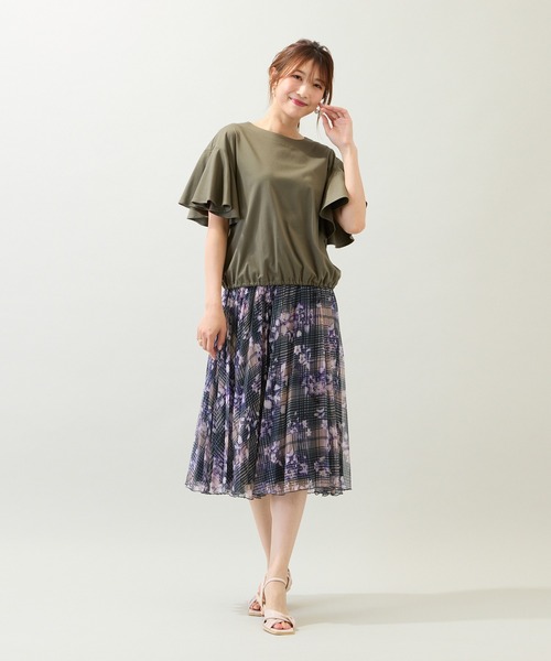 Rose Tiara(ローズティアラ)の「【接触冷感/綿100%/手洗いOK】フレアスリーブカットソー(Tシャツ/カットソー・レディース・ブラック/カーキ/ピンク・38/42/46)」の17枚目の写真