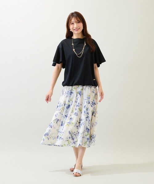 Rose Tiara(ローズティアラ)の「【接触冷感/綿100%/手洗いOK】フレアスリーブカットソー(Tシャツ/カットソー・レディース・ブラック/カーキ/ピンク・38/42/46)」の13枚目の写真