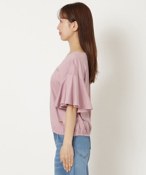 Rose Tiara(ローズティアラ)の「【接触冷感/綿100%/手洗いOK】フレアスリーブカットソー(Tシャツ/カットソー・レディース・ブラック/カーキ/ピンク・38/42/46)」の11枚目の写真