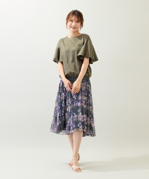 Rose Tiara(ローズティアラ)の「【接触冷感/綿100%/手洗いOK】フレアスリーブカットソー(Tシャツ/カットソー・レディース・ブラック/カーキ/ピンク・38/42/46)」の16枚目の写真