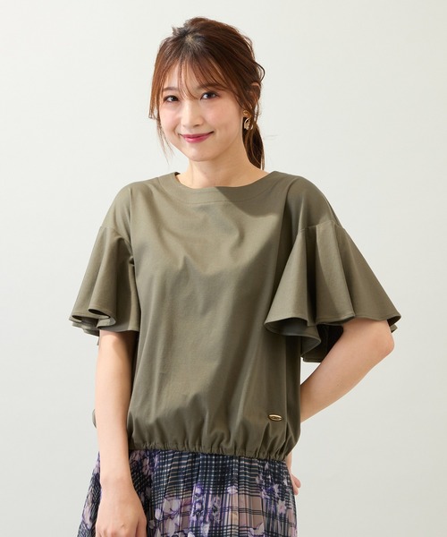 Rose Tiara(ローズティアラ)の「【接触冷感/綿100%/手洗いOK】フレアスリーブカットソー(Tシャツ/カットソー・レディース・ブラック/カーキ/ピンク・38/42/46)」の19枚目の写真