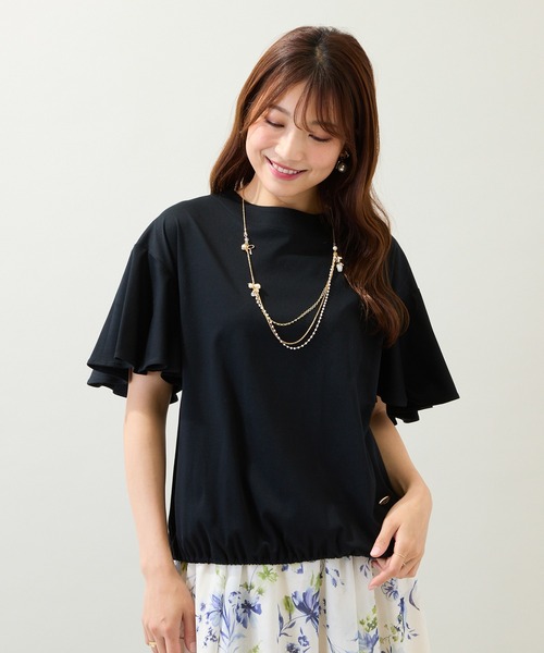 Rose Tiara(ローズティアラ)の「【接触冷感/綿100%/手洗いOK】フレアスリーブカットソー(Tシャツ/カットソー・レディース・ブラック/カーキ/ピンク・38/42/46)」の15枚目の写真