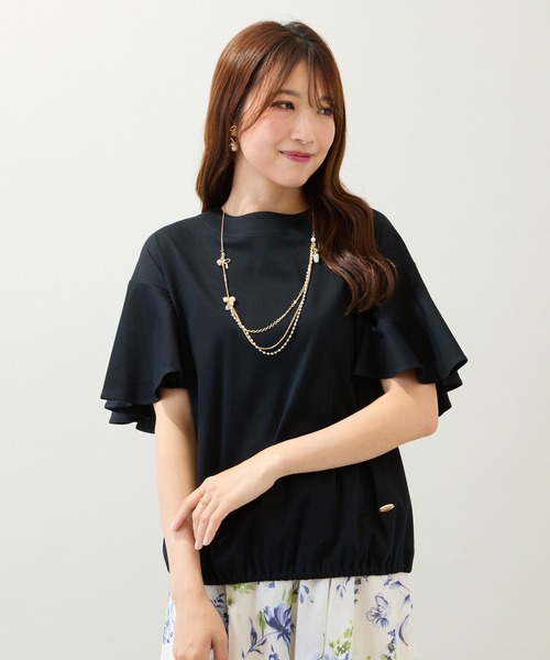 Rose Tiara(ローズティアラ)の「【接触冷感/綿100%/手洗いOK】フレアスリーブカットソー(Tシャツ/カットソー・レディース・ブラック/カーキ/ピンク・38/42/46)」の14枚目の写真