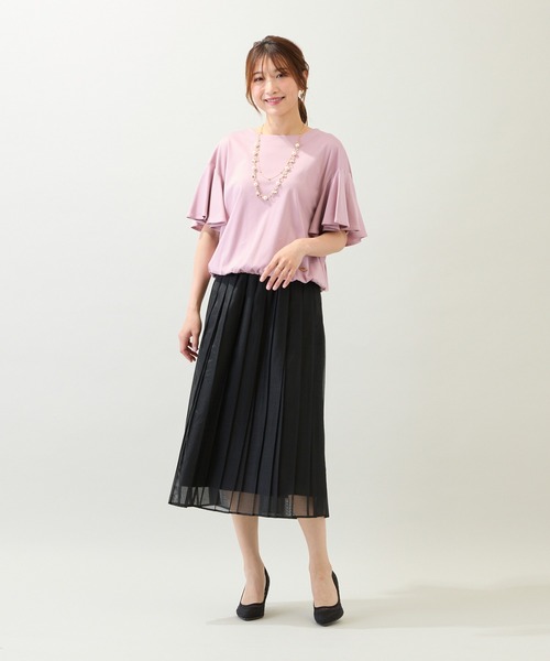 Rose Tiara(ローズティアラ)の「【接触冷感/綿100%/手洗いOK】フレアスリーブカットソー(Tシャツ/カットソー・レディース・ブラック/カーキ/ピンク・38/42/46)」の22枚目の写真