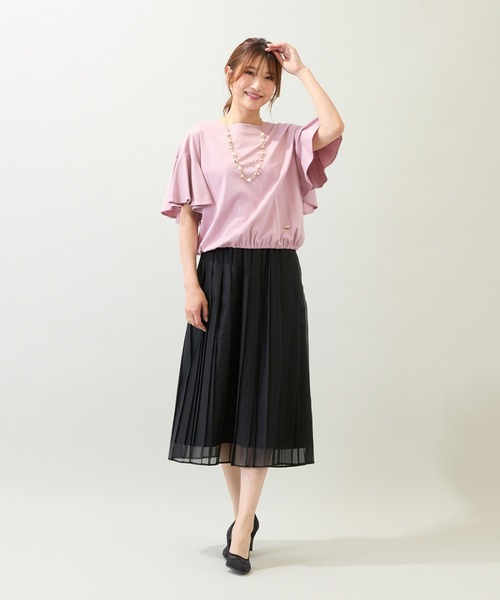 Rose Tiara(ローズティアラ)の「【接触冷感/綿100%/手洗いOK】フレアスリーブカットソー(Tシャツ/カットソー・レディース・ブラック/カーキ/ピンク・38/42/46)」の21枚目の写真