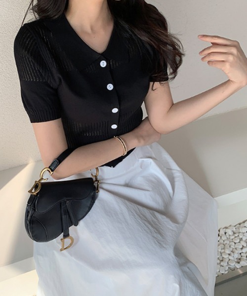 SPORTMAX●PRECIOUS掲載●メッシュニット 半袖 ポロシャツ SPORTMAX○PRECIOUS掲載○メッシュニット 半袖 ポロシャツ