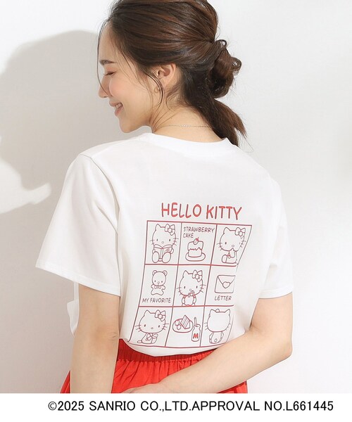 sanrio（サンリオ）の「【HELLO KITTYコラボ】【SHOO ICE／汗染み軽減／UVカット】コンパクトTシャツ（Tシャツ/カットソー・レディース・レッド系4/チャコール/ホワイト系2/ホワイト系1・04/03/02/01）」の2枚目の写真