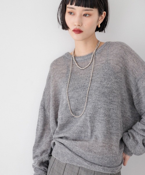 LOWRYS FARM（ローリーズファーム）の「シアーモヘアライクプルオーバーＬＳ　581257（ニット/セーター・レディース・グレー/イエロー/グリーン/ピンク・FREE）」の2枚目の写真