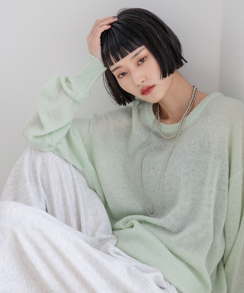 LOWRYS FARM（ローリーズファーム）の「シアーモヘアライクプルオーバーＬＳ　581257（ニット/セーター・レディース・グレー/イエロー/グリーン/ピンク・FREE）」の8枚目の写真