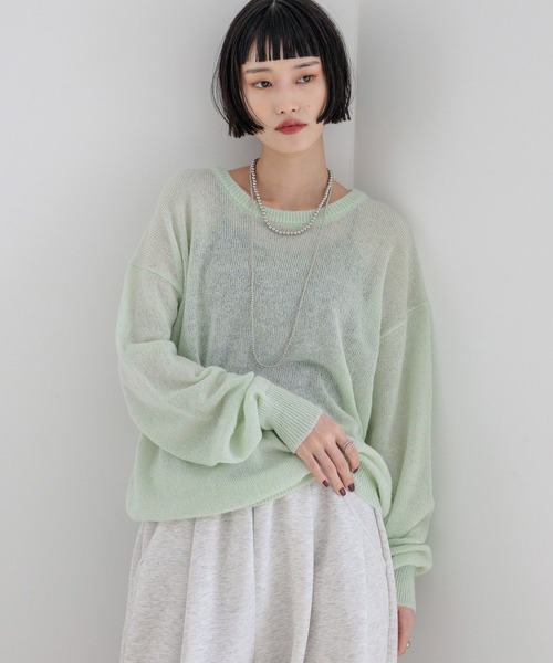 LOWRYS FARM（ローリーズファーム）の「シアーモヘアライクプルオーバーＬＳ　581257（ニット/セーター・レディース・グレー/イエロー/グリーン/ピンク・FREE）」の9枚目の写真