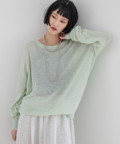 LOWRYS FARM（ローリーズファーム）の「シアーモヘアライクプルオーバーＬＳ　581257（ニット/セーター・レディース・グレー/イエロー/グリーン/ピンク・FREE）」の10枚目の写真