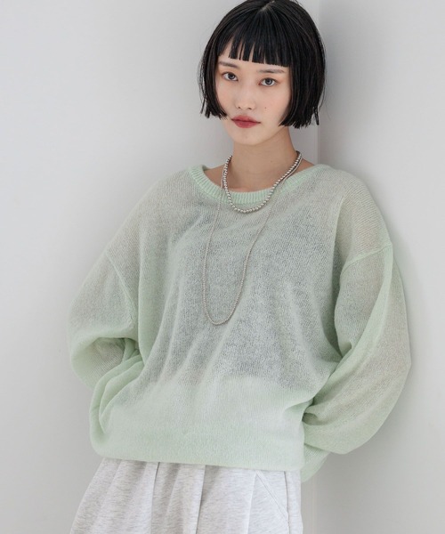 LOWRYS FARM（ローリーズファーム）の「シアーモヘアライクプルオーバーＬＳ　581257（ニット/セーター・レディース・グレー/イエロー/グリーン/ピンク・FREE）」の11枚目の写真