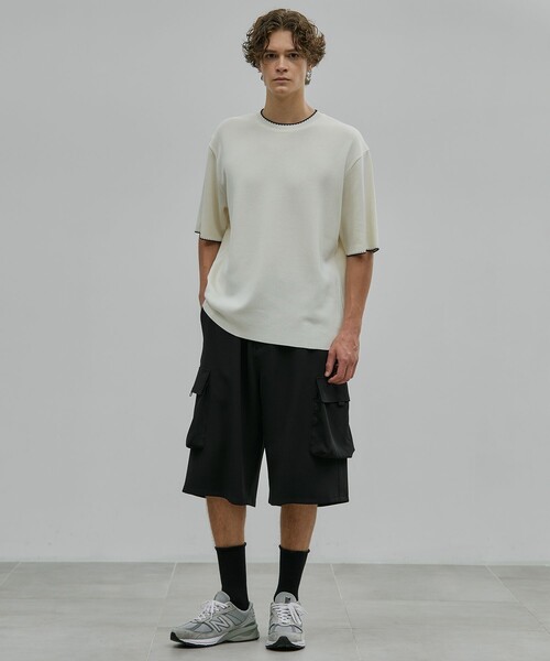 バイカラーステッチ サマーニットT 接触冷感｜吸放湿性（ニット