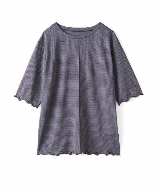 IEDIT（イディット）の「ＩＥＤＩＴ　ほんのりシアーが上品なユースフル五分袖カットソートップス（Tシャツ/カットソー・レディース・グレー/オフホワイト/ブラック・M/3L/L/LL/4L/S）」の3枚目の写真