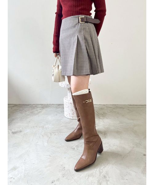 LILY BROWN（リリーブラウン）の「サイドベルトプリーツスカショーパン（その他パンツ・レディース・グレー/ベージュ/ネイビー/チェック・0/1）」の18枚目の写真