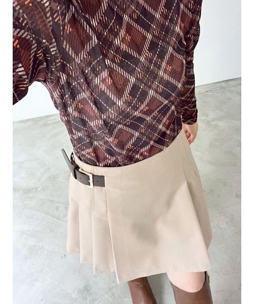LILY BROWN（リリーブラウン）の「サイドベルトプリーツスカショーパン（その他パンツ・レディース・グレー/ベージュ/ネイビー/チェック・0/1）」の21枚目の写真