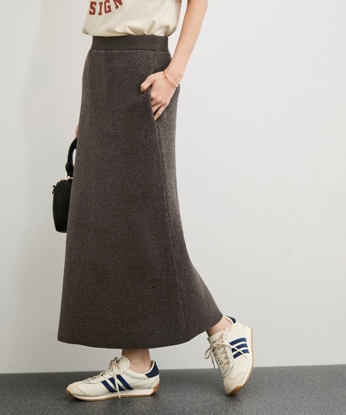 スカート elu Peony wool skirt- Charcoal/ Ivory elu Peony wool skirt- Charcoal/ Ivory