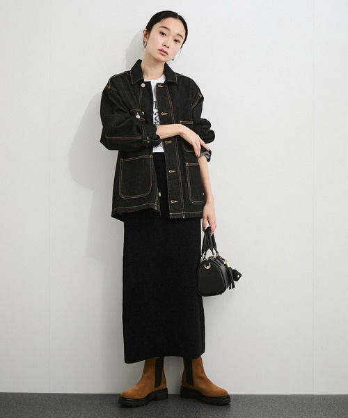 le cercle ADAM ET ROPE'(ルセルクルアダムエロペ)の「【セットアップ対応】モール糸ダブルフェイスIラインスカート(スカート・レディース・ブラウン系その他3/ボルドー/ブラック・FREE)」の19枚目の写真