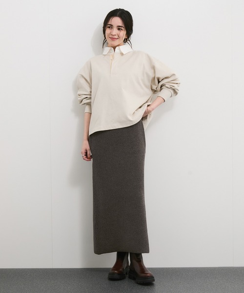 le cercle ADAM ET ROPE'(ルセルクルアダムエロペ)の「【セットアップ対応】モール糸ダブルフェイスIラインスカート(スカート・レディース・ブラウン系その他3/ボルドー/ブラック・FREE)」の6枚目の写真