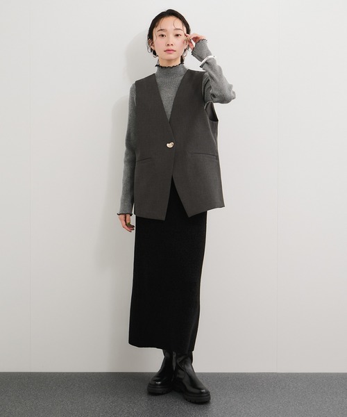 le cercle ADAM ET ROPE'(ルセルクルアダムエロペ)の「【セットアップ対応】モール糸ダブルフェイスIラインスカート(スカート・レディース・ブラウン系その他3/ボルドー/ブラック・FREE)」の21枚目の写真