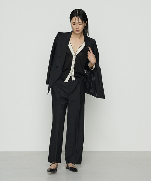 COMME CA(コムサ)の「【セットアップ対応】ブライトリー ワイドパンツ(スーツパンツ・レディース・ブラック・9号/7号/11号)」の2枚目の写真