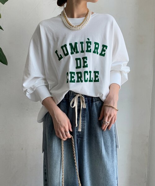 DouDou(ドゥドゥ)の「【WEB限定】LUMIEREドルマンフロッキーロンTEE(Tシャツ/カットソー・レディース・カーキ/オフホワイト/ダークグレー・FREE)」の10枚目の写真