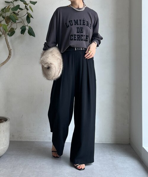 DouDou(ドゥドゥ)の「【WEB限定】LUMIEREドルマンフロッキーロンTEE(Tシャツ/カットソー・レディース・カーキ/オフホワイト/ダークグレー・FREE)」の15枚目の写真